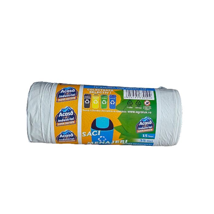 WHITE HOUSEHOLD BAGS 35 LITERS 170 GR