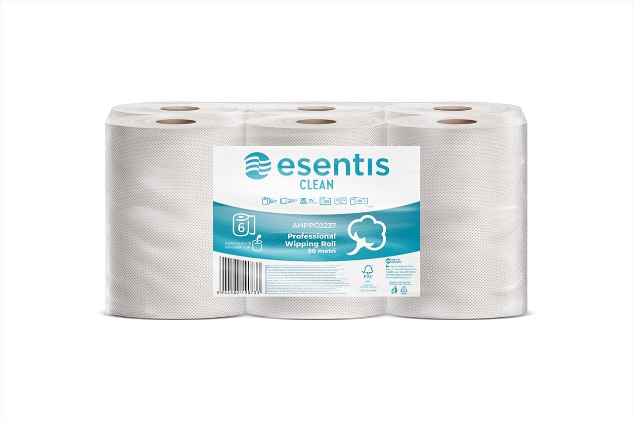 PROFESSIONAL TOWEL ESENTIS-CLEAN 2-PLY, 6 ROLLS, 378 SHEETS - 75M