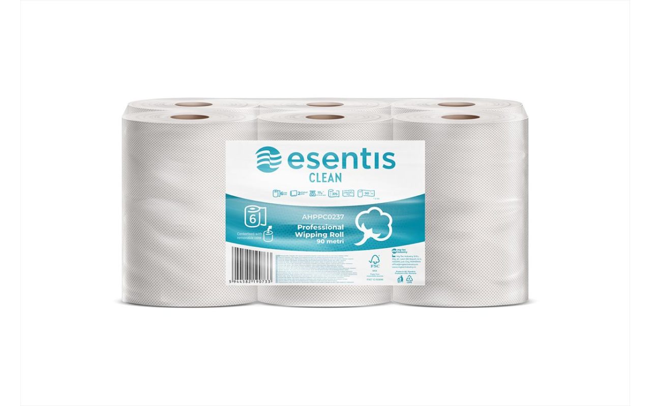 PROFESSIONAL TOWEL ESENTIS-CLEAN 2-PLY, 6 ROLLS, 378 SHEETS - 75M 1