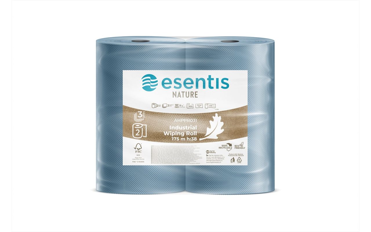 PROFESSIONAL TOWEL ESENTIS-CARE BLUE 2-PLY, 2 ROLLS, 500 SHEETS - 175M / H=380 1
