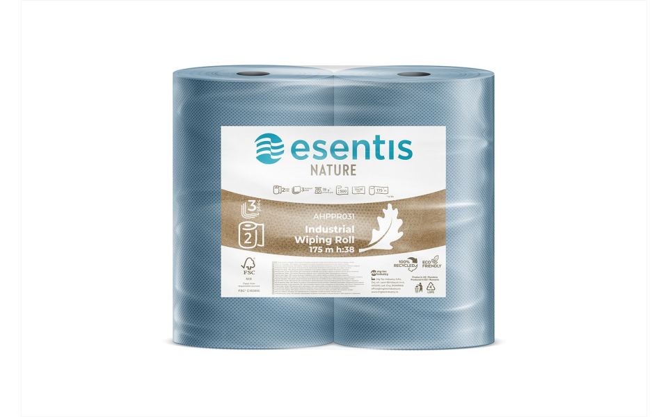 PROFESSIONAL TOWEL ESENTIS-CARE BLUE 2-PLY, 2 ROLLS, 500 SHEETS - 175M / H=380