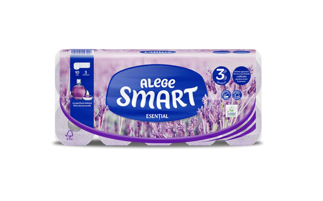 TOILET PAPER SMART-ESSENTIAL LAVENDER 3-PLY, 10 ROLLS, 120 SHEETS - 14M 1