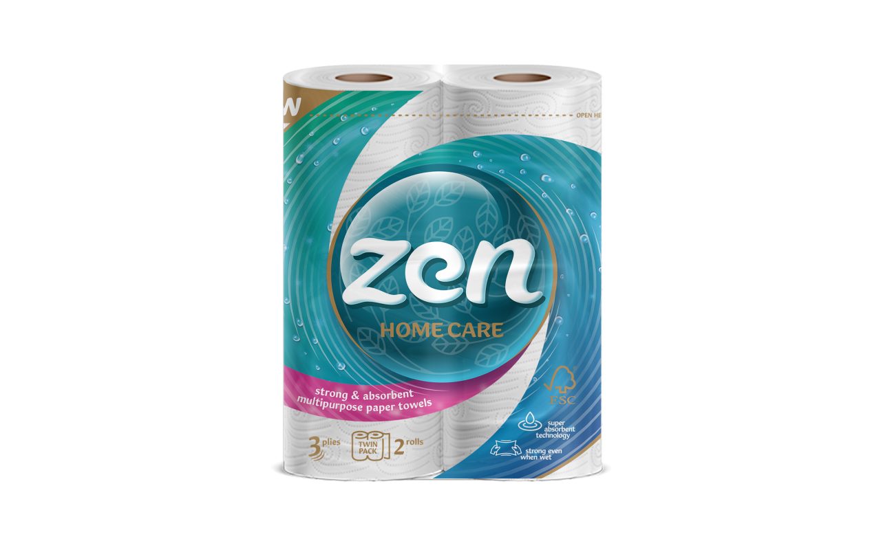 TOWEL ZEN 3-PLY, 2 ROLLS, 50 SHEETS - 11M 1