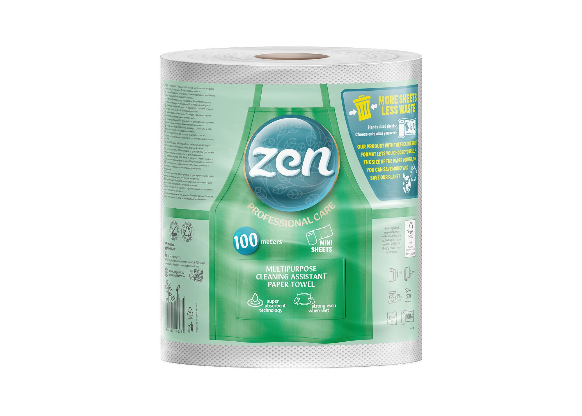 PROFESSIONAL TOWEL ZEN 2-PLY, 1 ROLL, 770 SHEETS - 100M