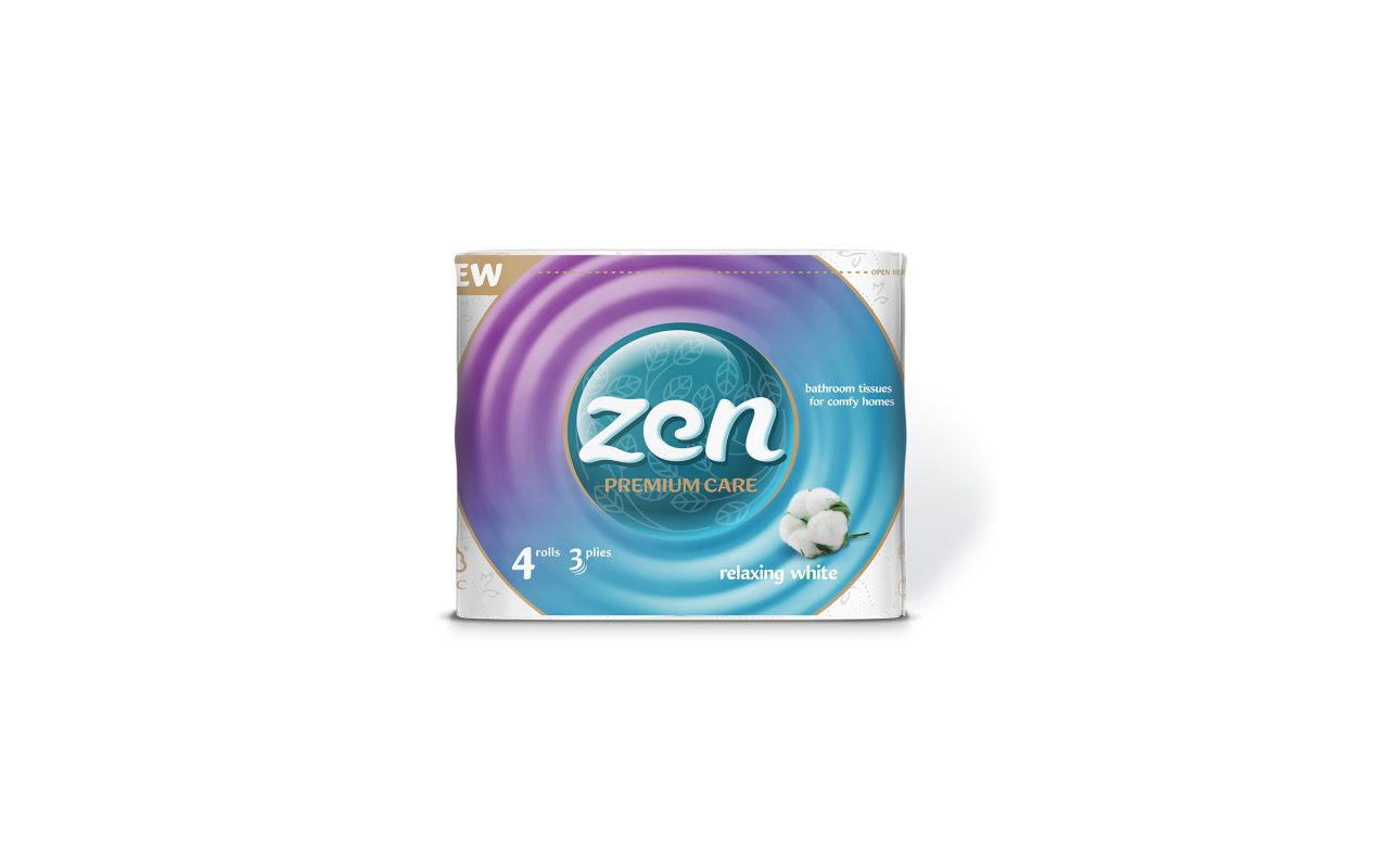 TOILET PAPER ZEN RELAXING WHITE 3-PLY, 4 ROLLS, 145 SHEETS - 19M 1