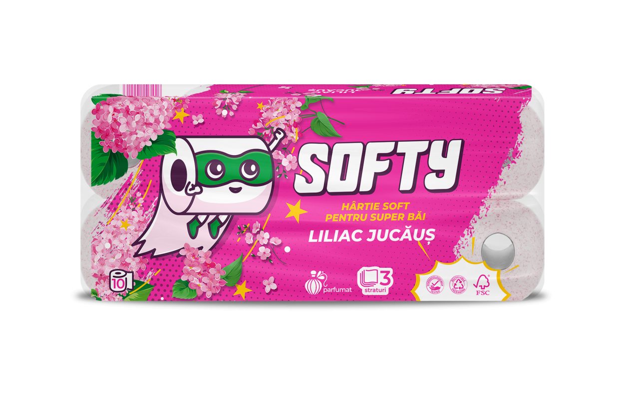 TOILET PAPER SOFTY LILAC 3-PLY, 10 ROLLS, 120 SHEETS - 12M 1