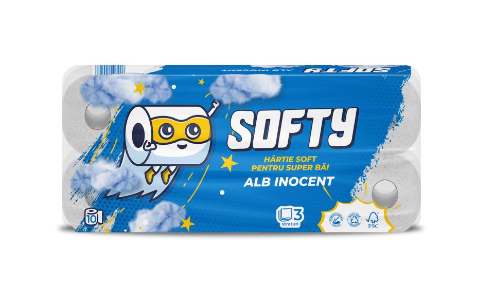 TOILET PAPER SOFTY WHITE 3-PLY, 10 ROLLS, 120 SHEETS - 12M