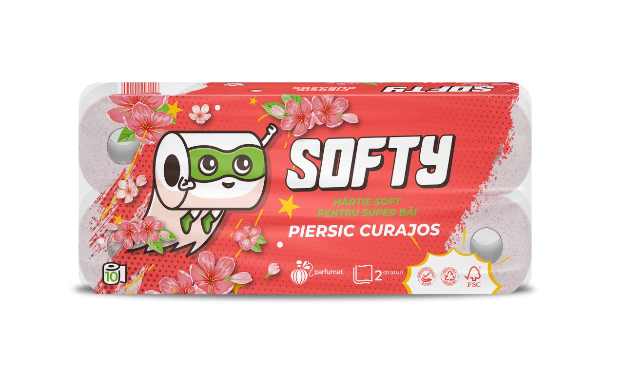 TOILET PAPER SOFTY PEACH 2-PLY, 10 ROLLS, 120 SHEETS - 12M 1