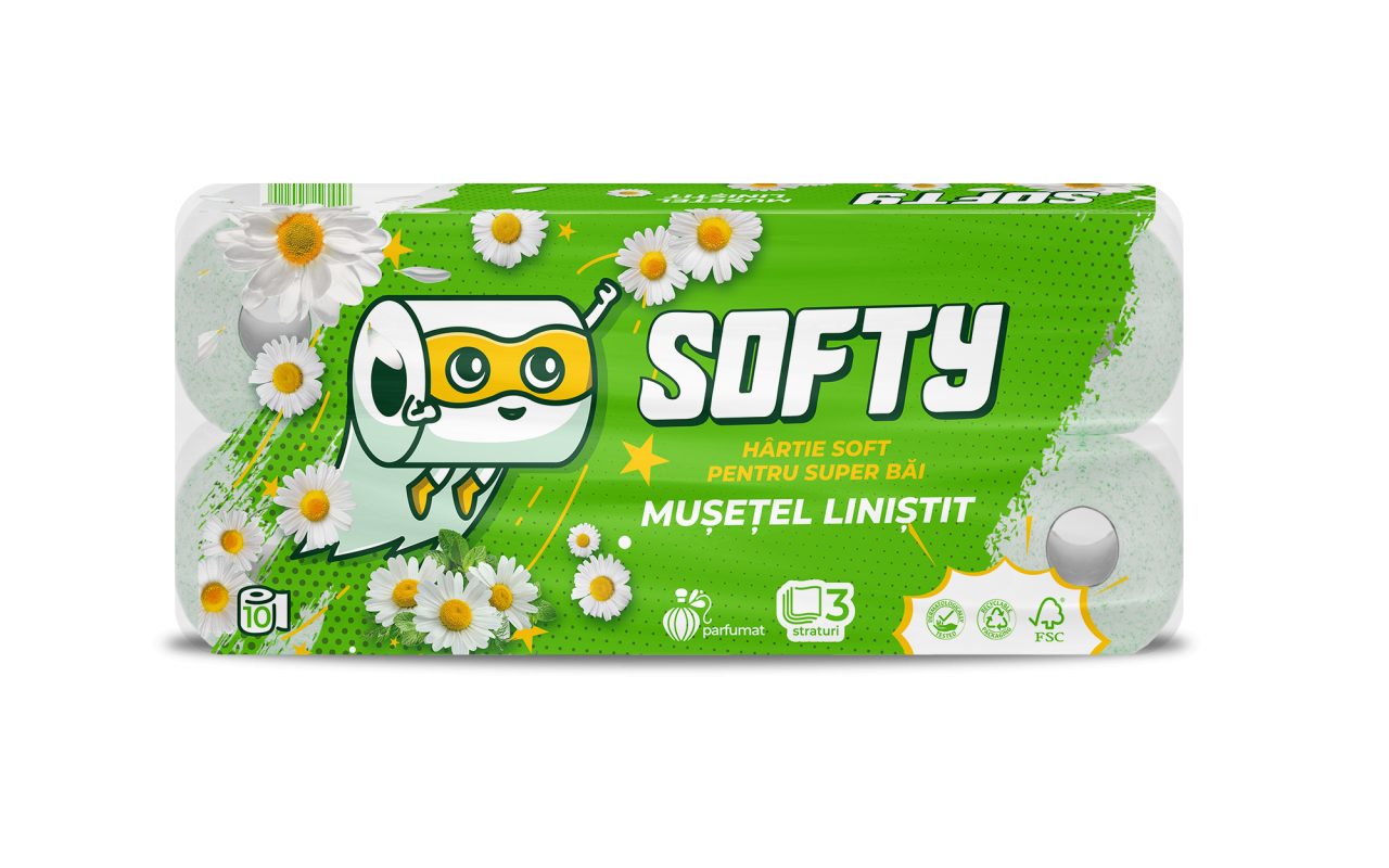 TOILET PAPER SOFTY CHAMOMILE 3-PLY, 10 ROLLS, 120 SHEETS - 12M 1