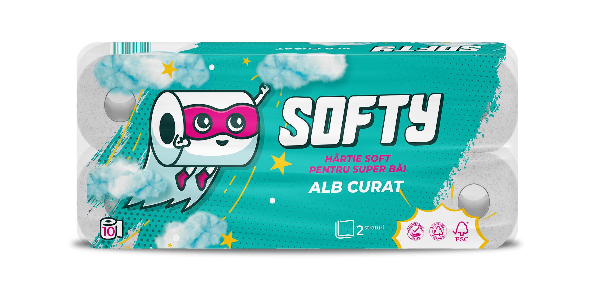 TOILET PAPER SOFTY WHITE 2-PLY, 10 ROLLS, 120 SHEETS - 12M