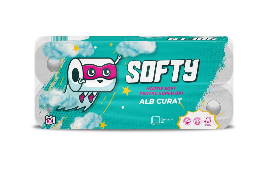 TOILET PAPER SOFTY WHITE 2-PLY, 10 ROLLS, 120 SHEETS - 12M