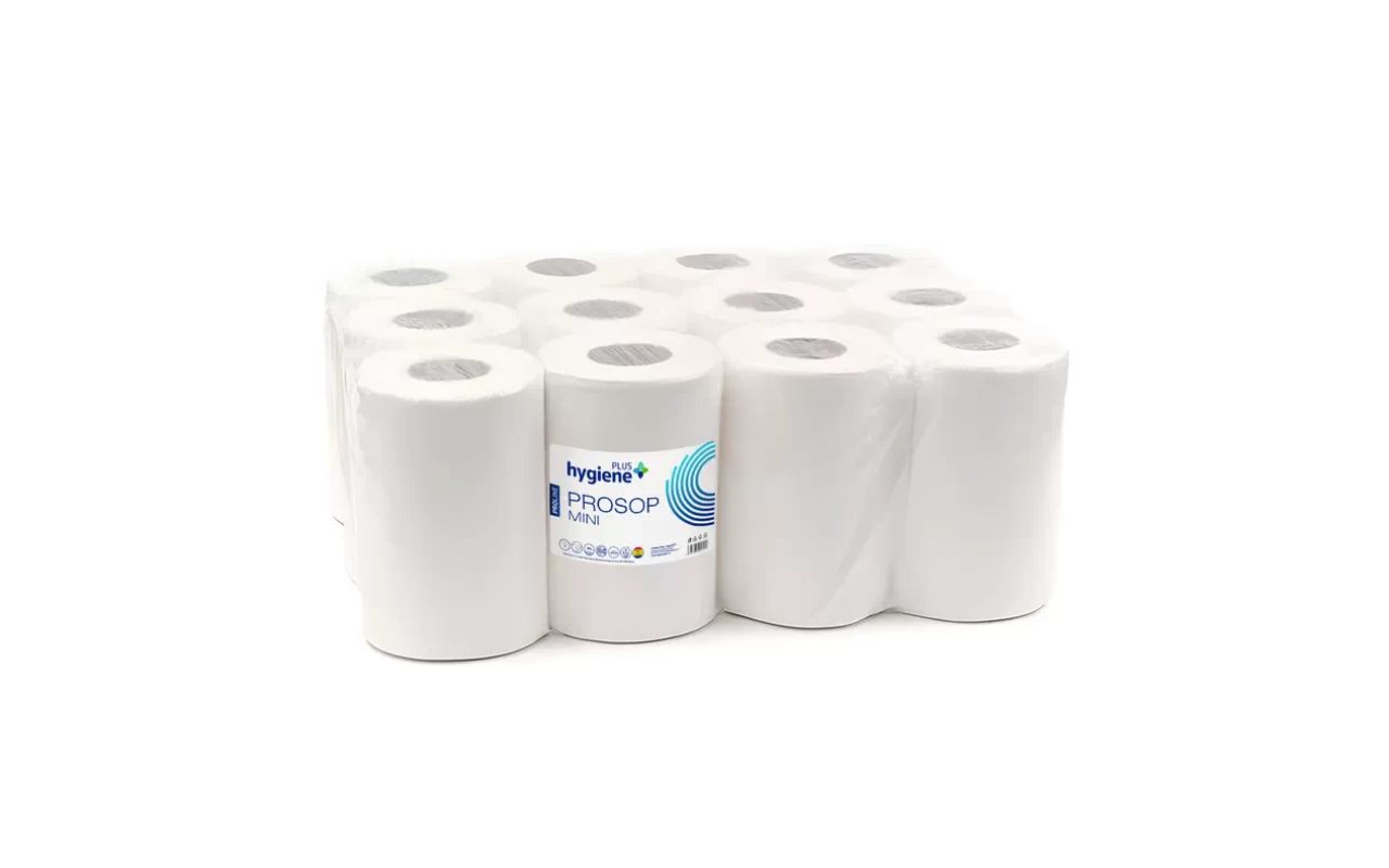 PROLINE MINI CELLULOSE PAPER TOWELS, 2 PLY, 30M, 12 ROLLS 1