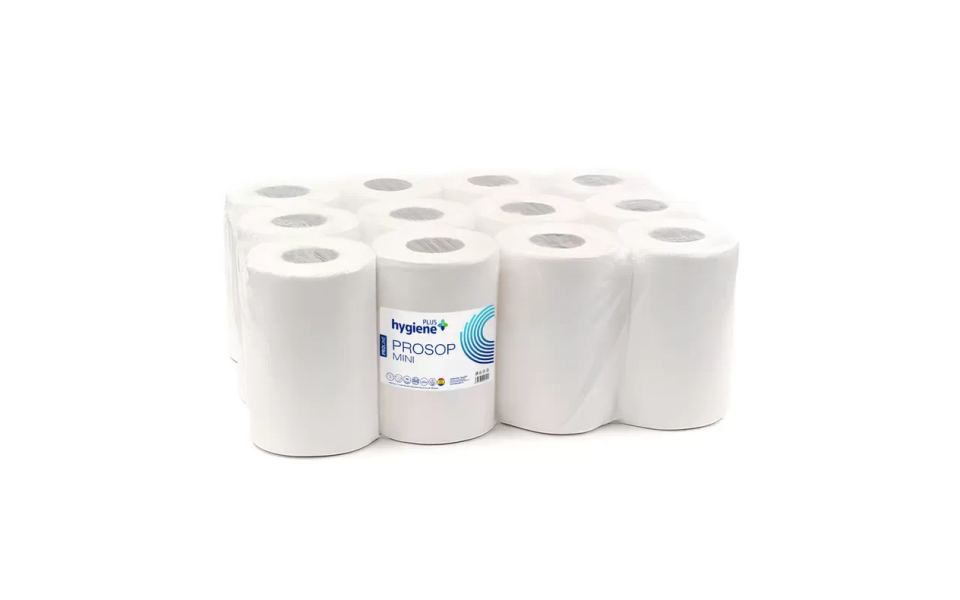 PROLINE MINI CELLULOSE PAPER TOWELS, 2 PLY, 30M, 12 ROLLS