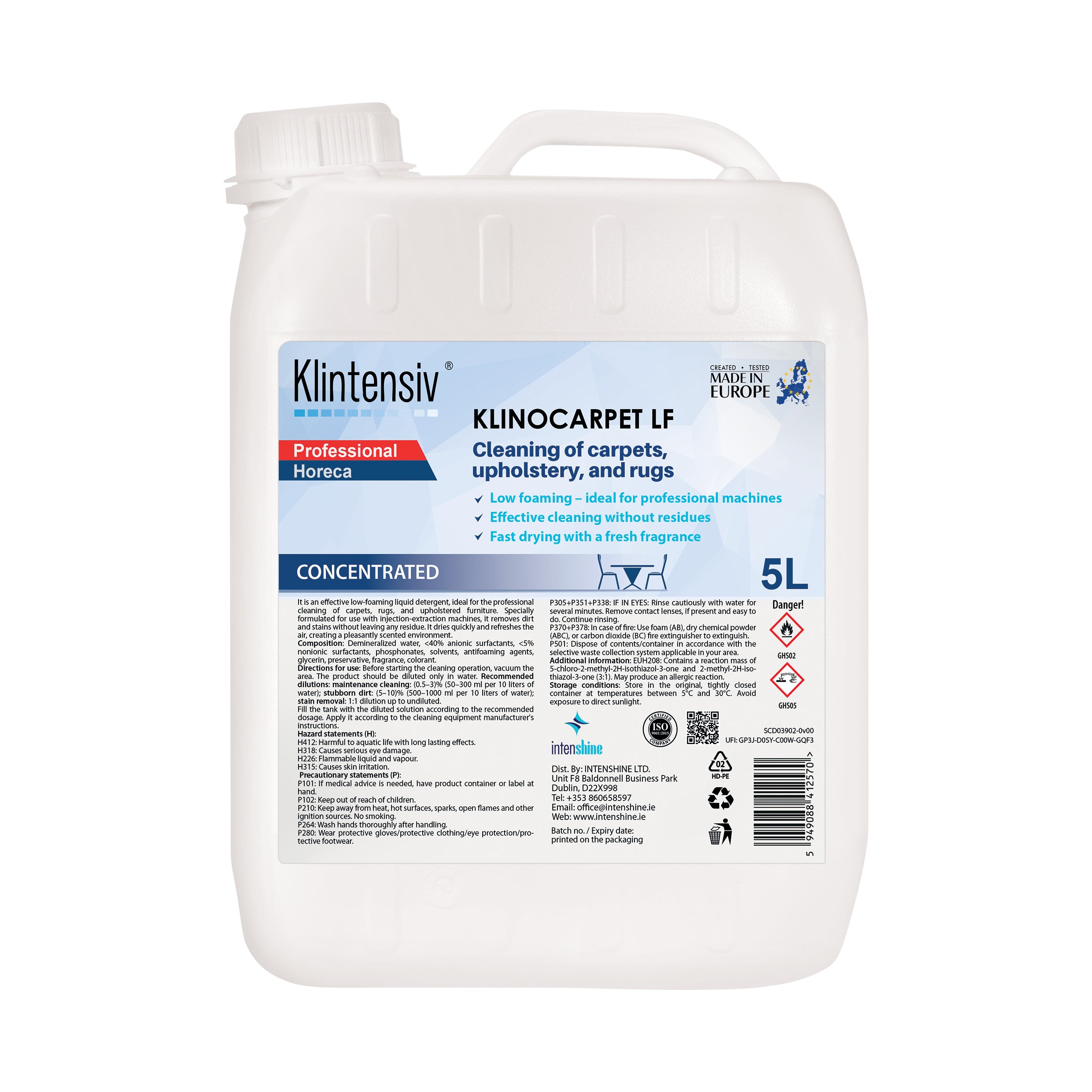KLINOCARPET LF – LOW-FOAMING CARPET AND UPHOLSTERY DETERGENT FOR INJECTION-EXTRACTION SYSTEMS