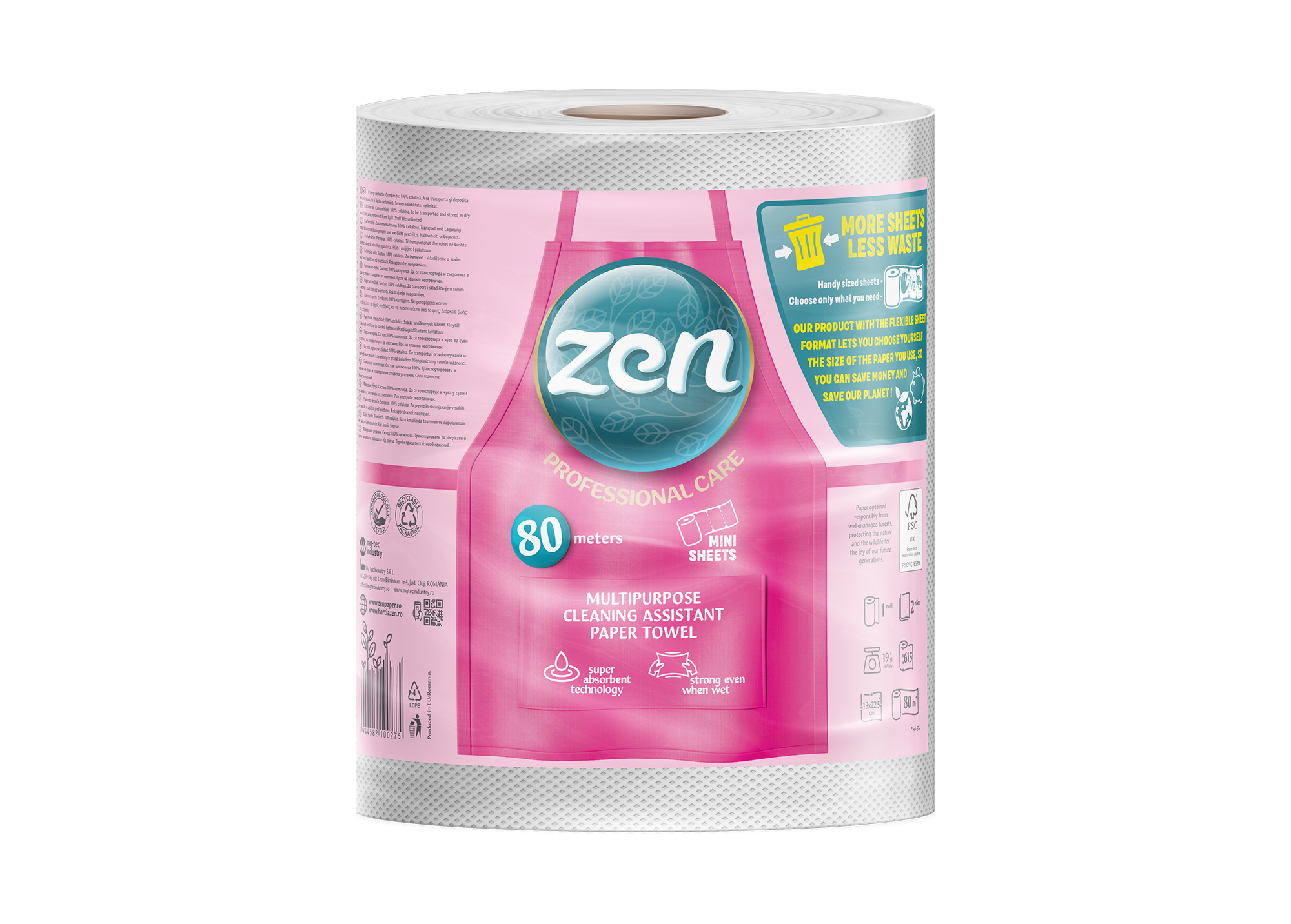 PROFESSIONAL TOWEL ZEN 3-PLY, 1 ROLL, 615 SHEETS - 80M