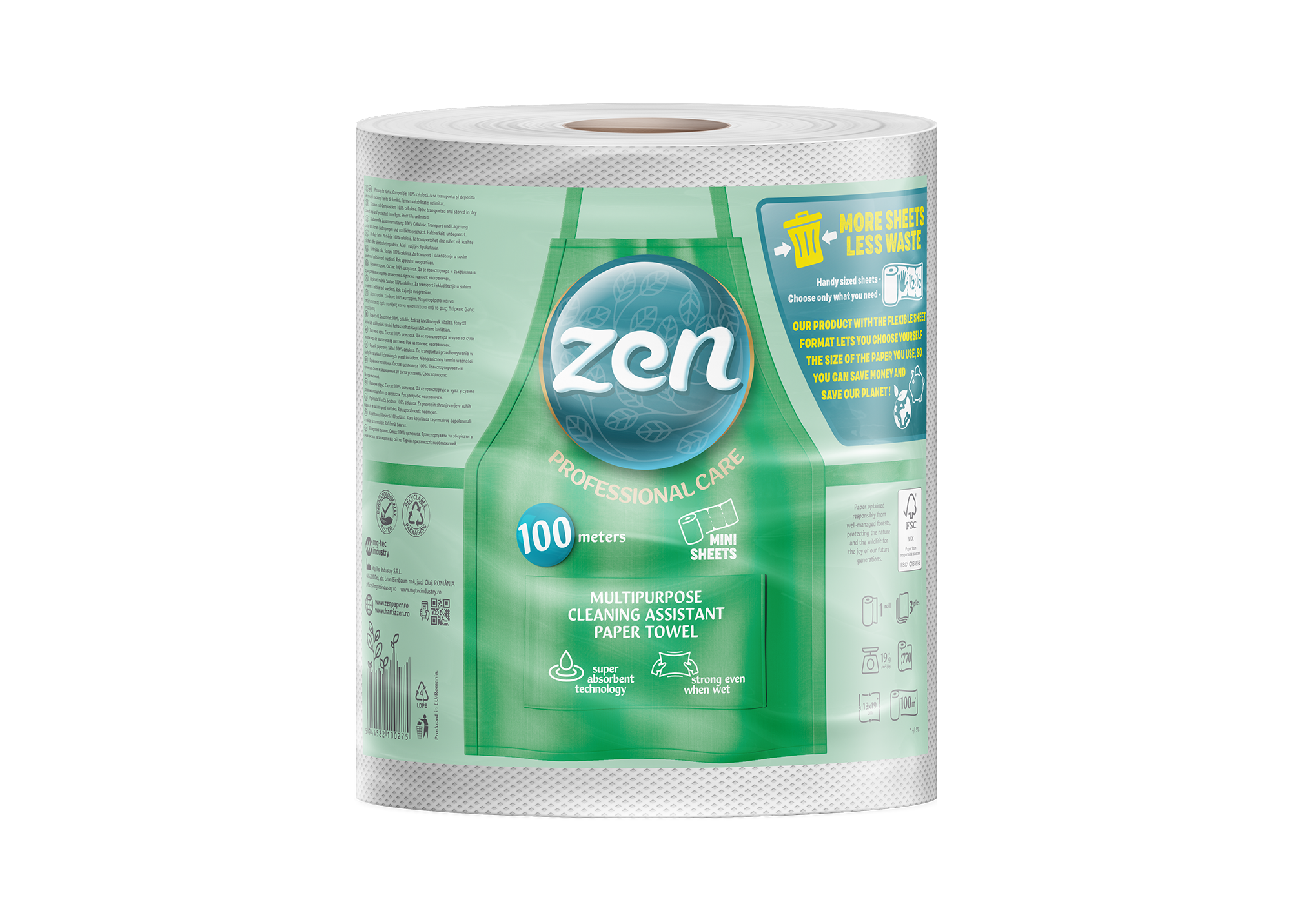 PROFESSIONAL TOWEL ZEN 2-PLY, 1 ROLL, 770 SHEETS - 100M