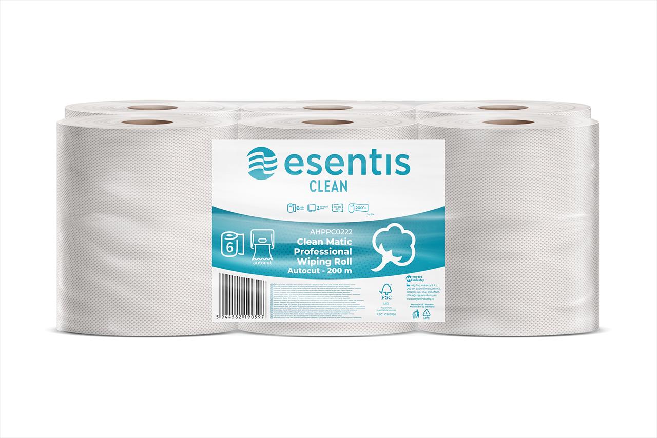 PROFESSIONAL TOWEL ESENTIS-CLEAN 2-PLY, 6 ROLLS, 870 SHEETS - 200M (CENTER PULL)