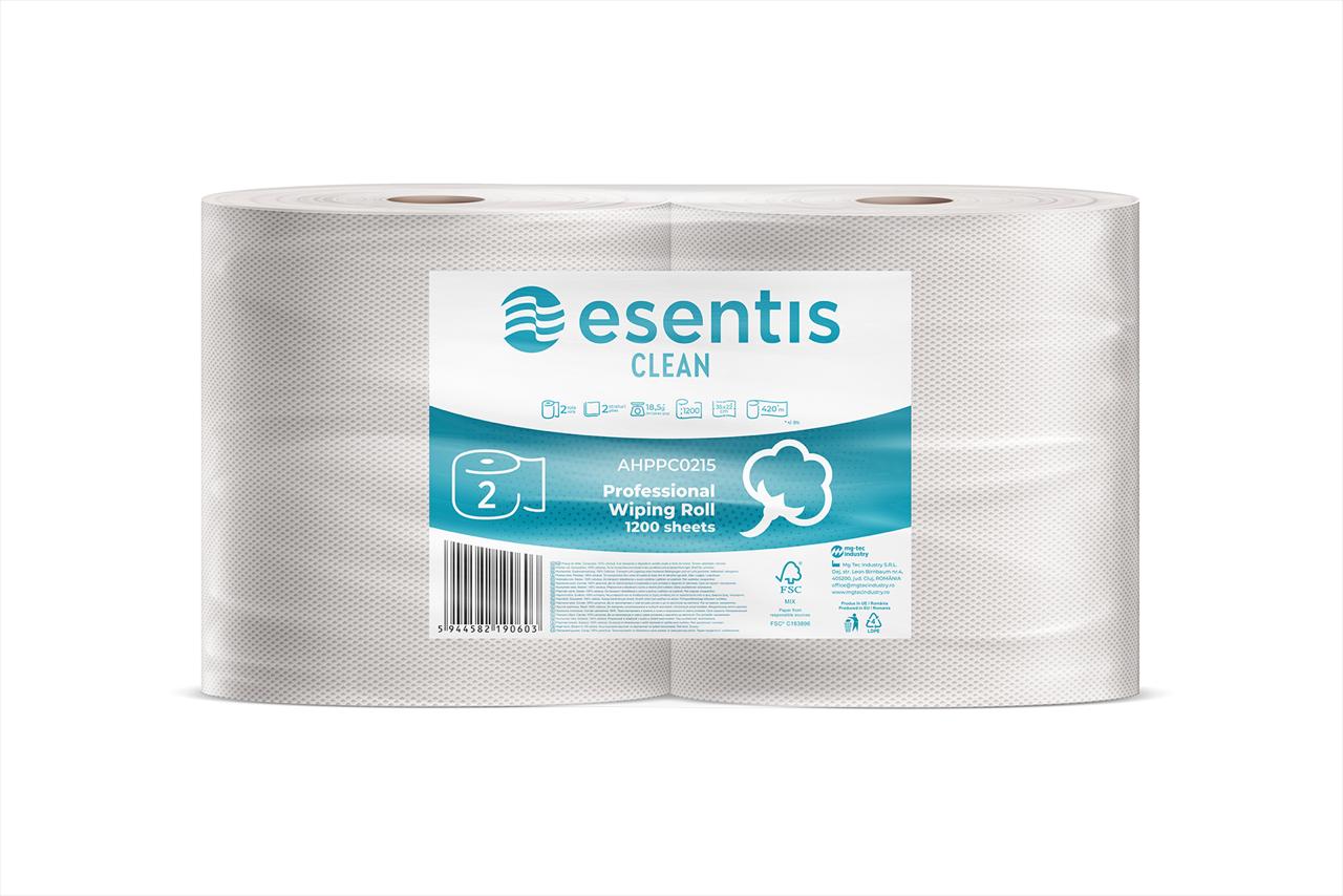 PROFESSIONAL TOWEL ESENTIS-CLEAN 2-PLY, 2 ROLLS, 1200 SHEETS - 420M