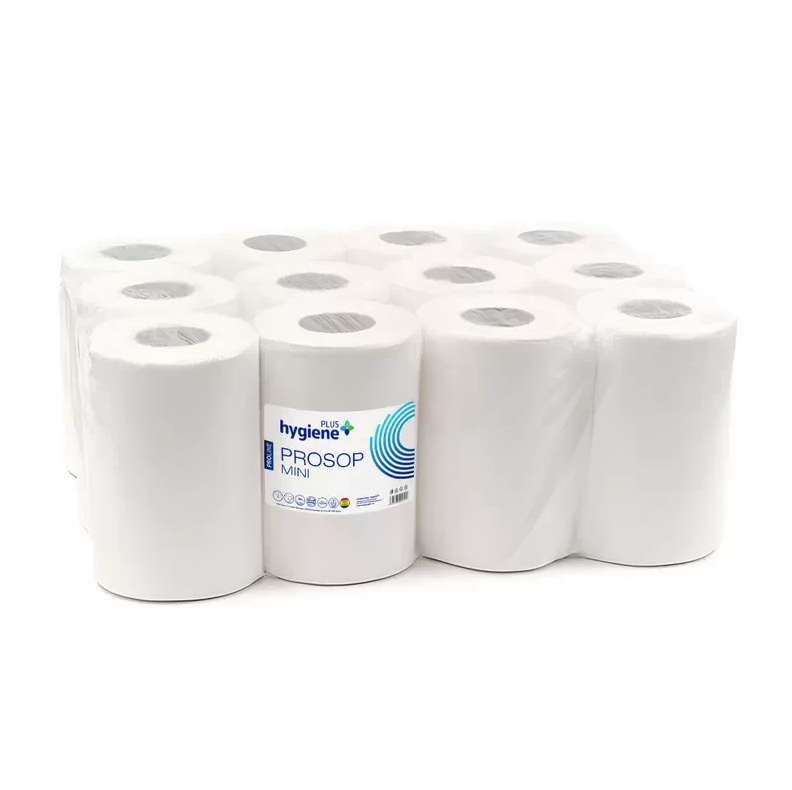 PROLINE MINI CELLULOSE PAPER TOWELS, 2 PLY, 30M, 12 ROLLS