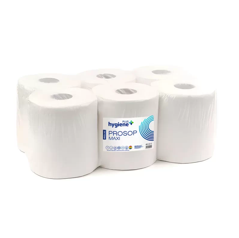 PROLINE MAXI CELLULOSE PAPER TOWELS, WHITE COLOR, 2 LAYERS, 80M, 6 ROLLS/BOX